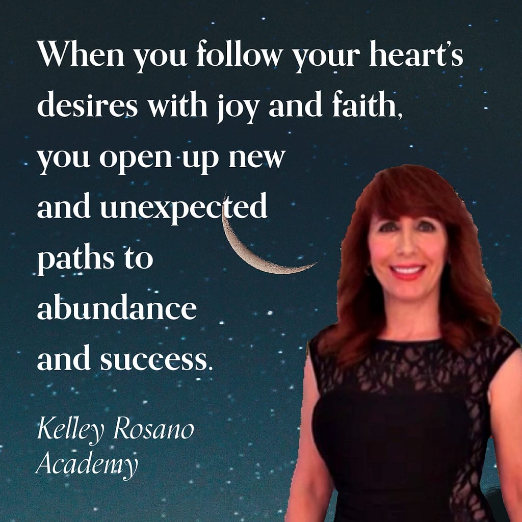 Smiling woman beside moonlit inspirational quote