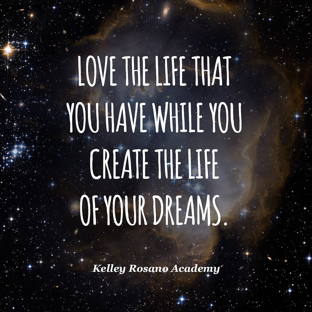 Inspirational quote over starry galaxy background