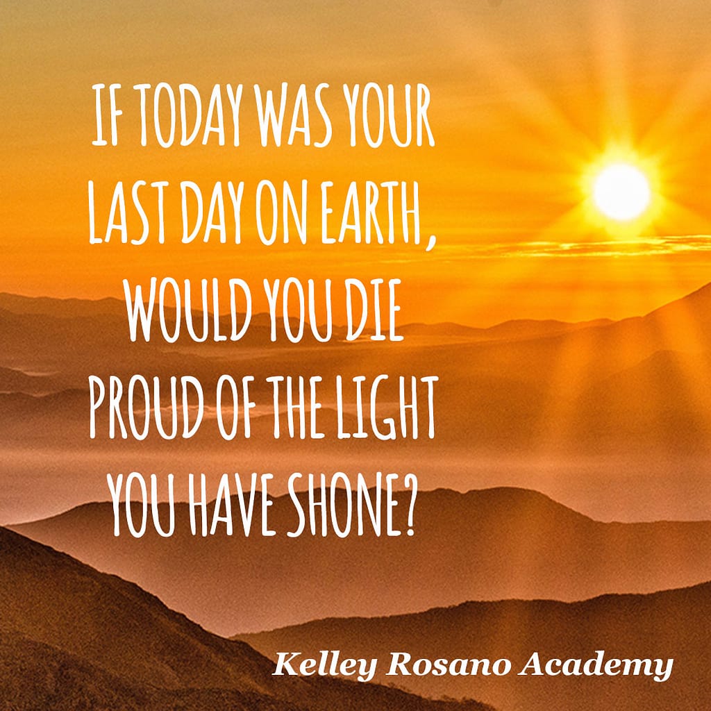 Sunrise over mountains with inspirational quote