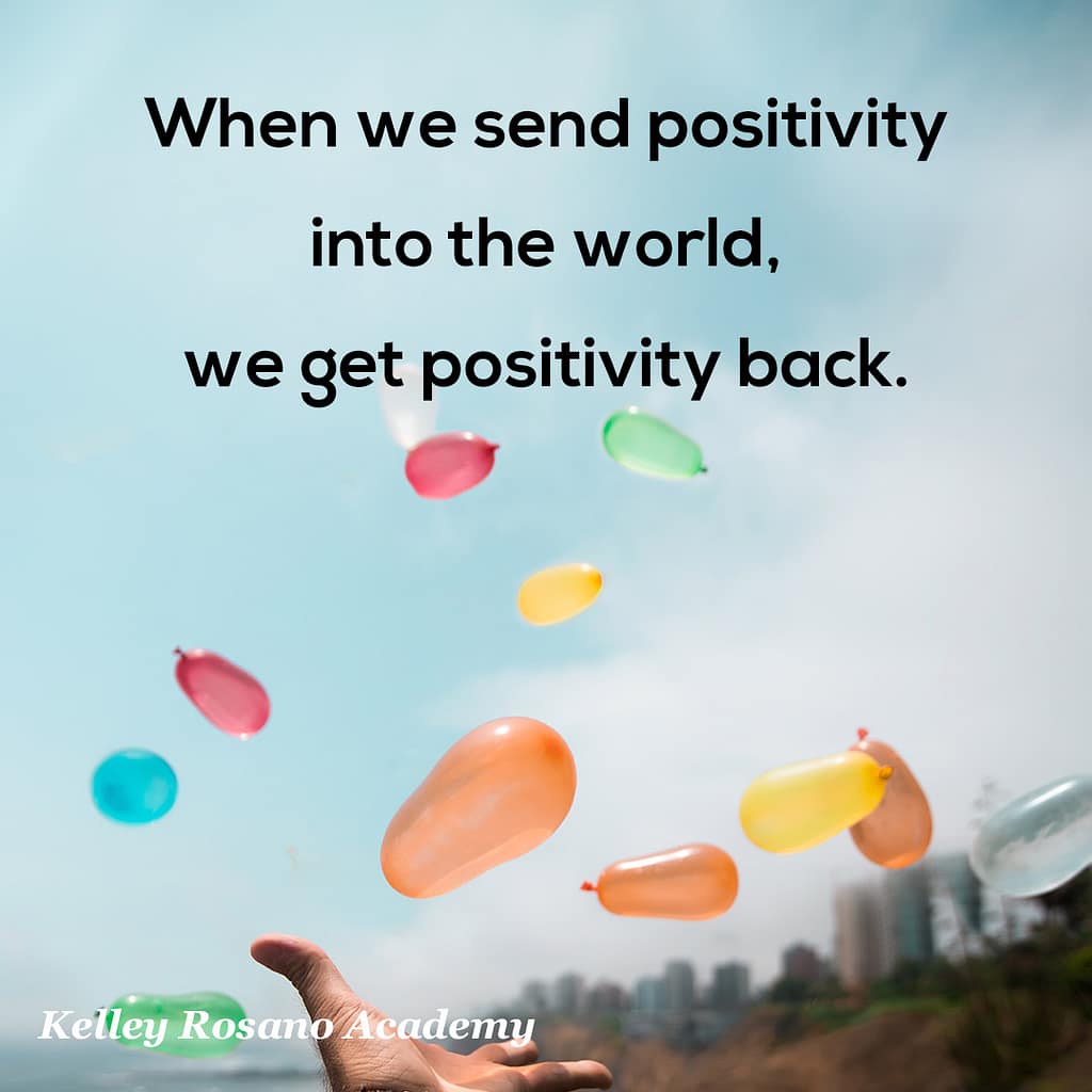 Inspirational positivity quote over colorful balloons