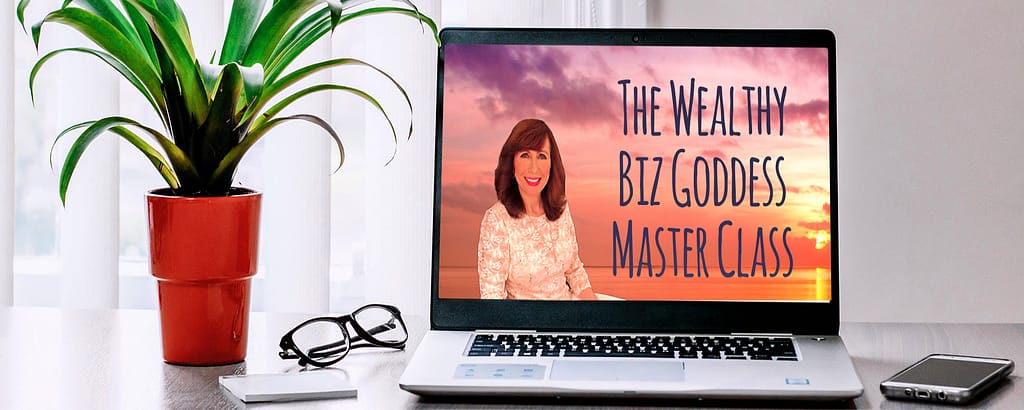 Laptop displaying Wealthy Biz-Goddess masterclass