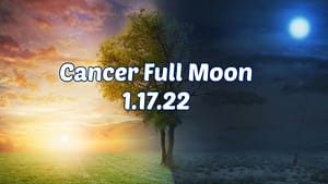 Cancer full moon over split day-night landscape