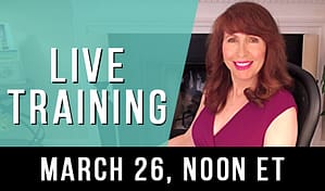 Smiling woman promoting live training event