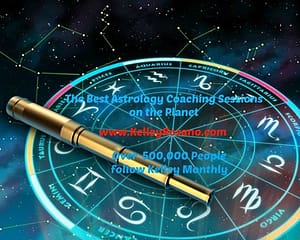 Brass telescope over glowing zodiac star chart