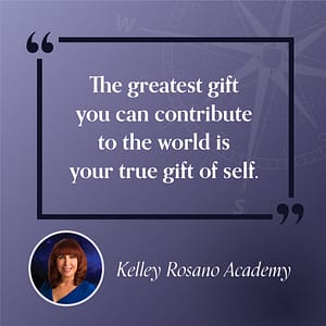 Motivational quote graphic with author portrait
