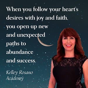 Smiling woman beside moonlit inspirational quote