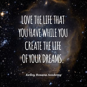 Inspirational quote over starry galaxy background