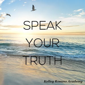 Beach sunrise with Speak Your Truth text