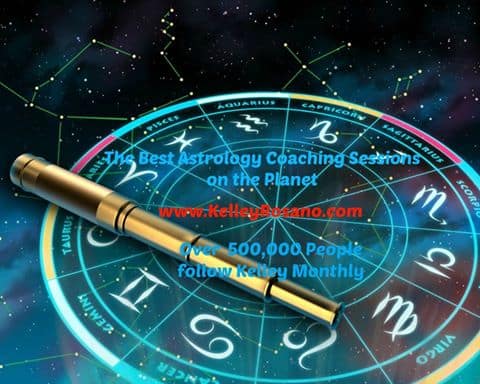 Brass telescope over glowing zodiac star chart