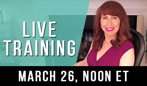 Smiling woman promoting live training event