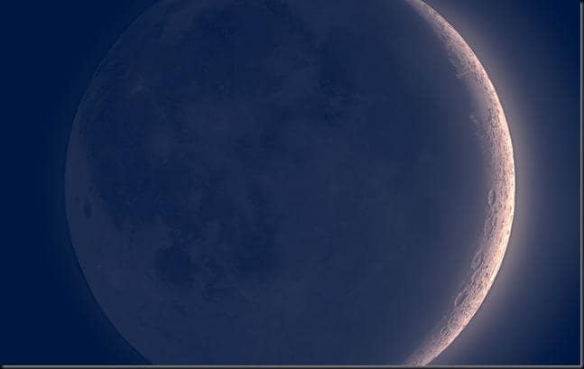 Crescent moon illuminated by earthshine